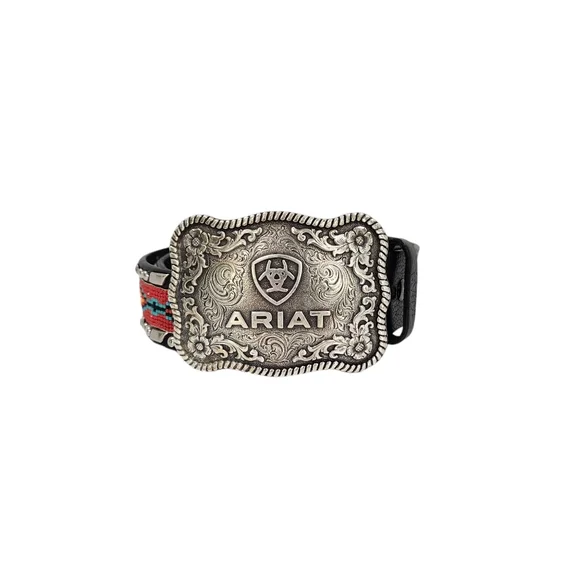 ARIAT BEADED WESTERN LEATHER BELT WITH BUCKLE - Picture 1 of 15